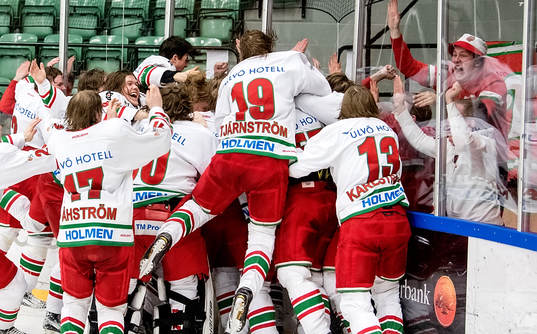 Modos spelare firar med fansen