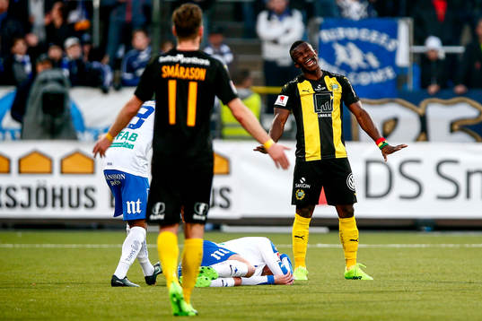Hammarbys Joseph Aidoo reagerar
