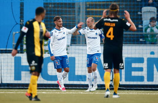 Norrköpings Linus Wahlqvist och Andreas Johansson jublar
