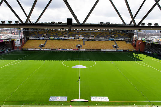 Interiört på Borås arena innan fotbollsmatchen i