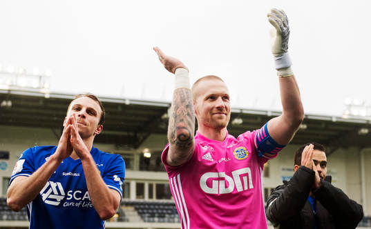 Sundsvalls Lars Krogh Gerson och målvakt Tommy Naurin