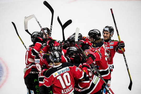 Malmö Redhawks spelare jublar