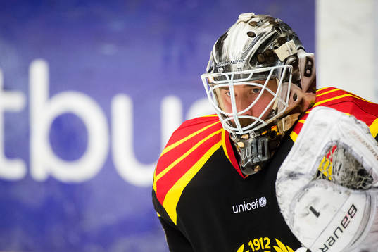 Brynäs målvakt David Rautio före semifinal 2 i