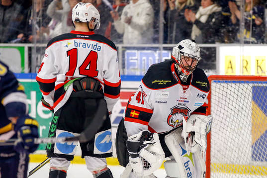 Malmö Redhawks Carl-Johan Lerby och målvakt Cristopher