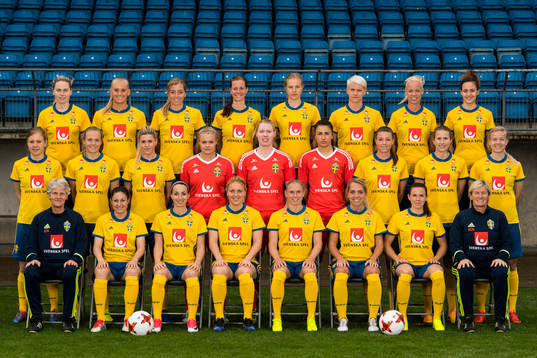 Spelare och ledare i Sveriges damlandslag i fotboll