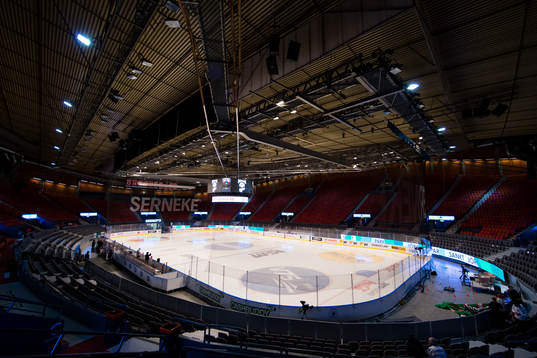 Scandinavium interiört innan semifinal 3 i SM-slutspelet i