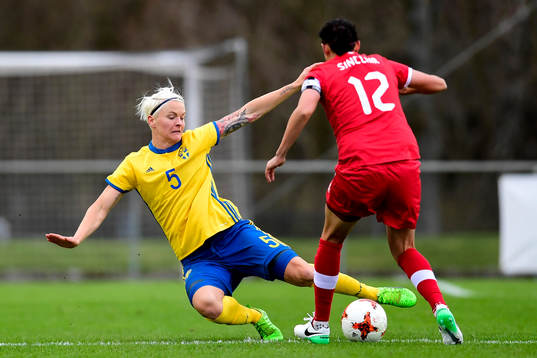 Sveriges Nilla Fischer och Kanadas Christine Sinclair
