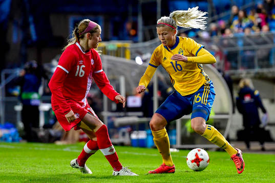 Kanadas Janine Beckie och Sveriges Hanna Glas