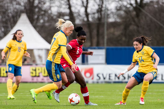 Sveriges Caroline Seger och Josefin Johansson mot Kanadas