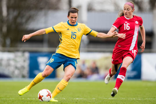 Sveriges Jessica Samuelsson och Kanadas Janine Beckie