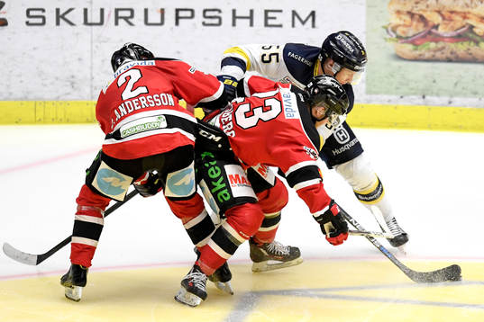 Malmö Redhawks Erik Andersson och Christoffer Forsberg och