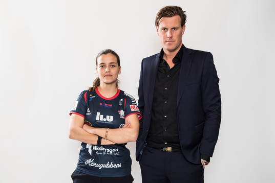 Linköpings Marija Banusic och tränare Kim Björkegren