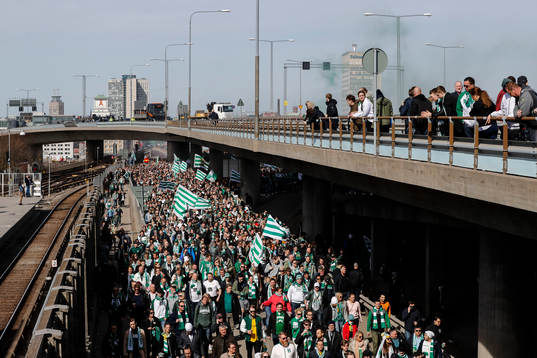 Hammarbys supportrar före fotbollsmatchen i Allsvenskan