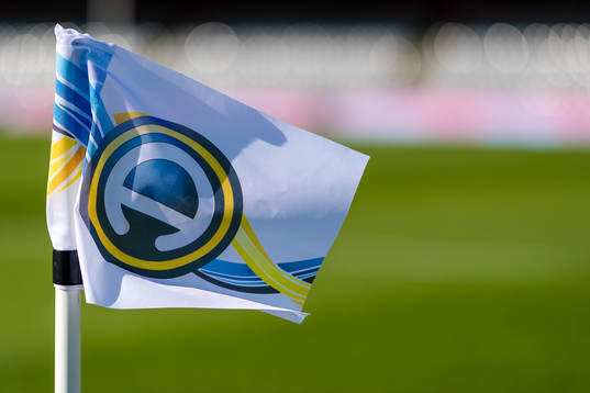 Hörnflagga med Allsvenskans loggo före fotbollsmatchen i