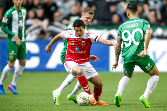 Kalmars Romário Pereira Sipião i kamp mot Hammarbys