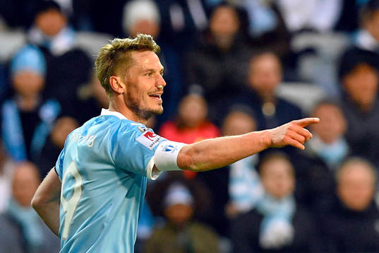 Malmö FFs Markus Rosenberg jublar med lagkamrater