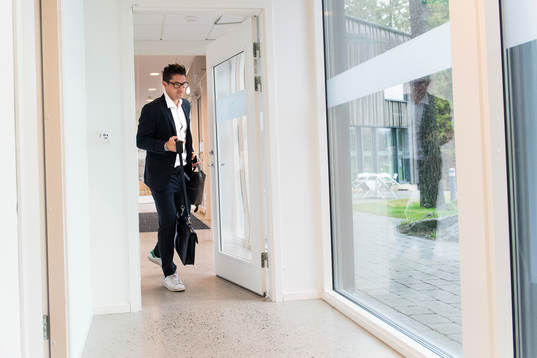 Första spelaren på plats, David Boo Wiklander, på