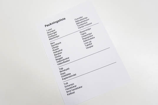 Packlistan på Kamratgården