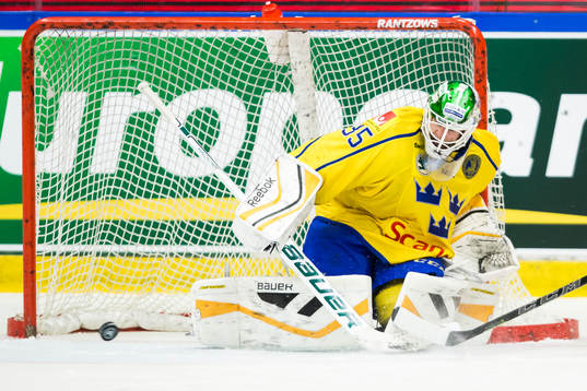 Sveriges målvakt Niklas Svedberg med en räddning