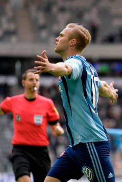 Djurgårdens Gustav Engvall jublar