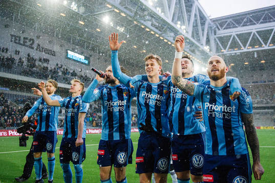 Djurgårdens Jacob Une Larsson, Elliot Käck, Kevin Walker,
