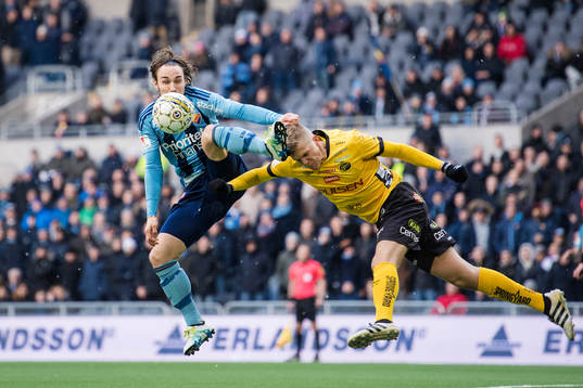 Djurgårdens Kevin Walker och Elfsborgs Joakim Nilsson