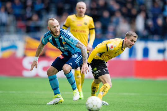 Djurgårdens Magnus Eriksson och Elfsborgs Adam Lundqvist