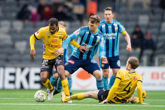 Elfsborgs Alex Dyer och Anders Randrup mot Djurgårdens