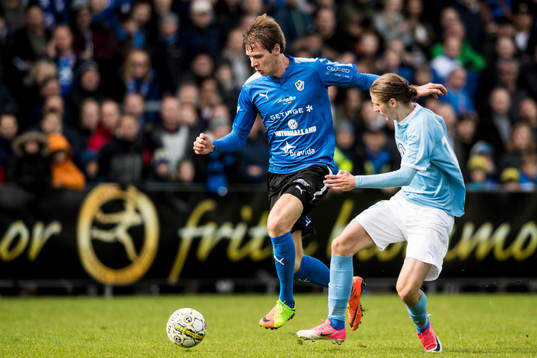 Halmstads Marcus Johansson och Malmö FFs Pawel Cibicki