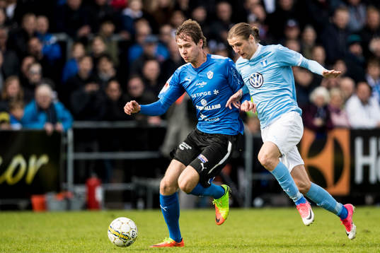 Halmstads Marcus Johansson och Malmö FFs Pawel Cibicki