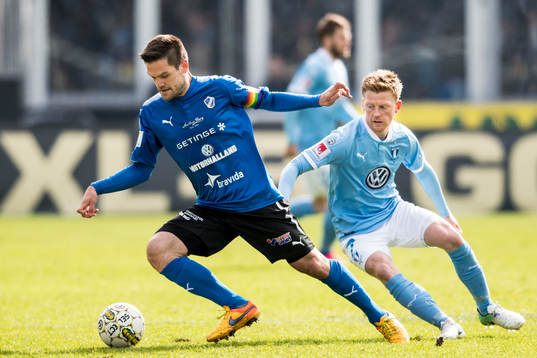 Halmstads Ivo Pekalski och Malmö FFs Anders Christiansen