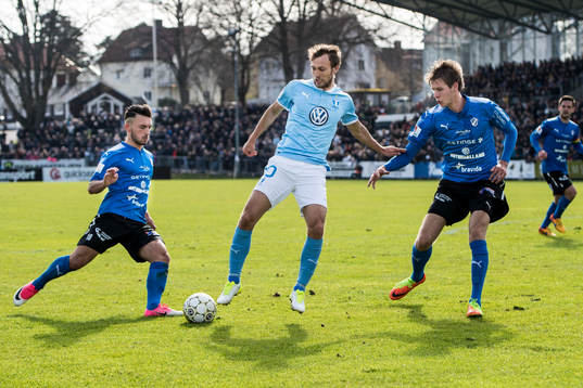 Malmö FFs Magnus Wolff Eikrem mot Halmstads Sead