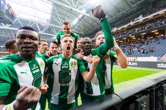 Hammarbys Joseph Aidoo, Mats Solheim, Pa Amat Dibba och