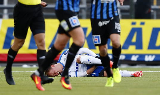 Norrköpings Gudmundir Thorarinsson reagerar fälld och