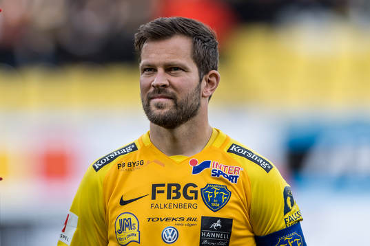 Falkenbergs David Svensson före fotbollsmatchen i