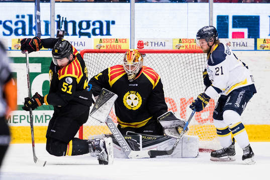 Brynäs Marc Zanetti och målvakt Felix Sandström