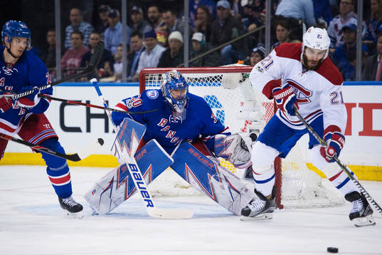 Rangers målvakt Henrik Lundqvist och Canadiens Dwight King