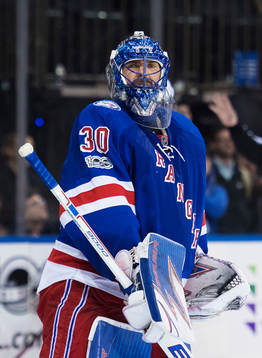 Rangers målvakt Henrik Lundqvist jublar vid slutsignalen
