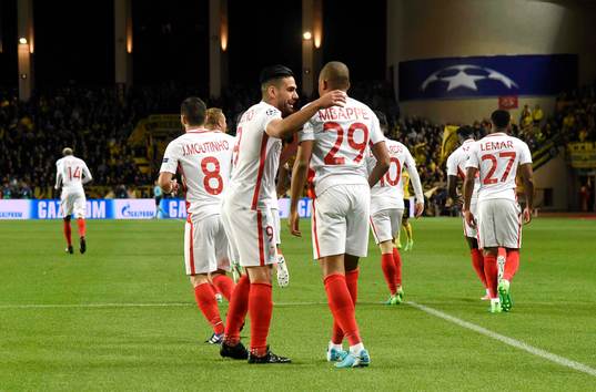 Fotboll, Champions League Kylian Mbappe celebrates scoring