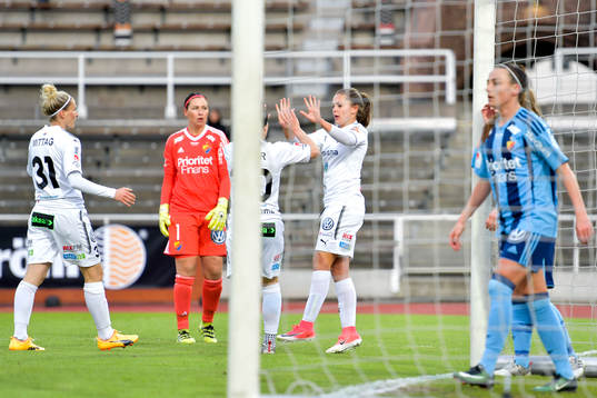 Djurgårdens målvakt Gudbjörg Gunnarsdottir deppar