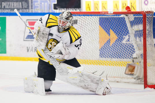 Brynäs målvakt David Rautio räddar