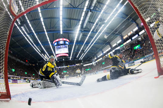 s målvakt Linus Söderström och HV71:s Dylan Reese deppar