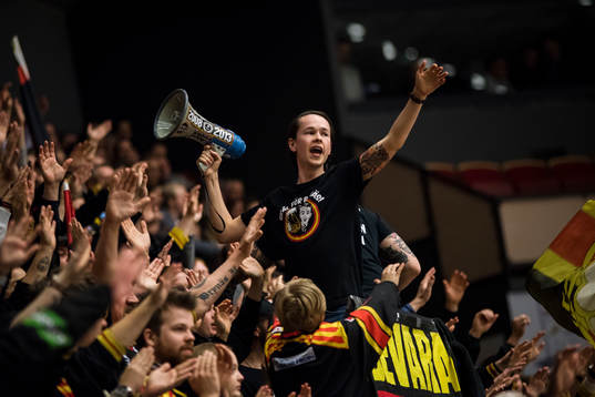 Brynäs supportar före final 4 i SM-slutspelet i ishockey