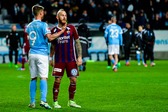 Malmö FFs Markus Rosenberg och Djurgårdens Magnus Eriksson