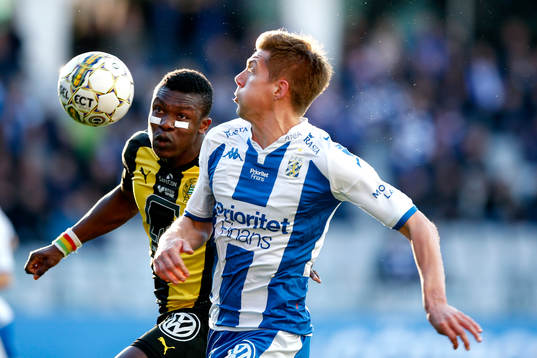 Hammarbys Joseph Aidoo och IFK Göteborgs Mikael Boman