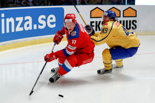 Rysslands Sergei Andronov och Sveriges Victor Rask