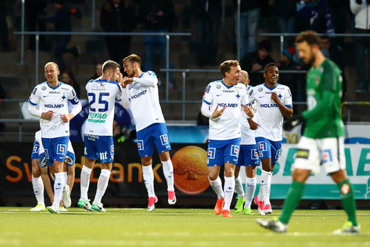 Norrköpings Linus Wahlqvist och Filip Dagerstål jublar