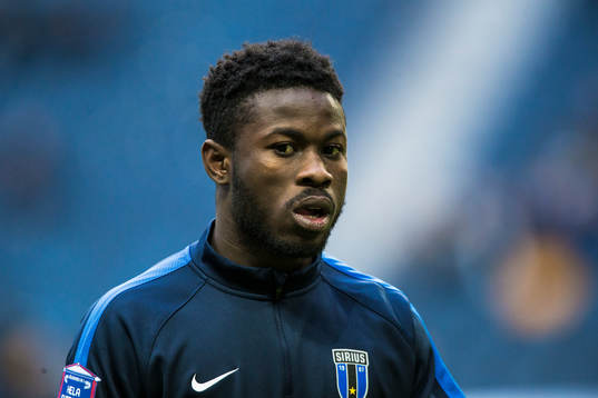 Sirius Kingsley Sarfo innan fotbollsmatchen i Allsvenskan