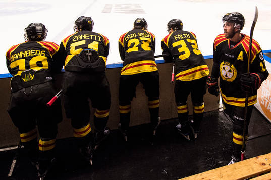 Brynäs Ryan Gunderson (th) deppar