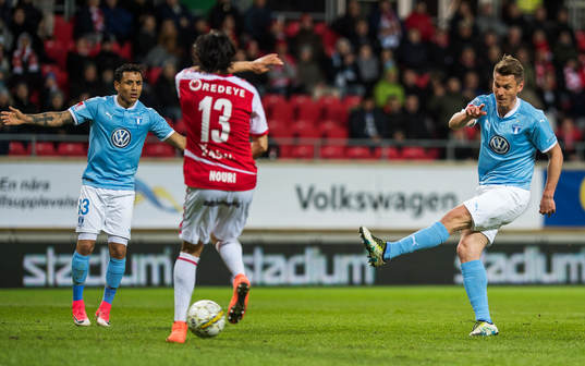 Malmö FFs Markus Rosenberg och Yoshimar Yotún samt